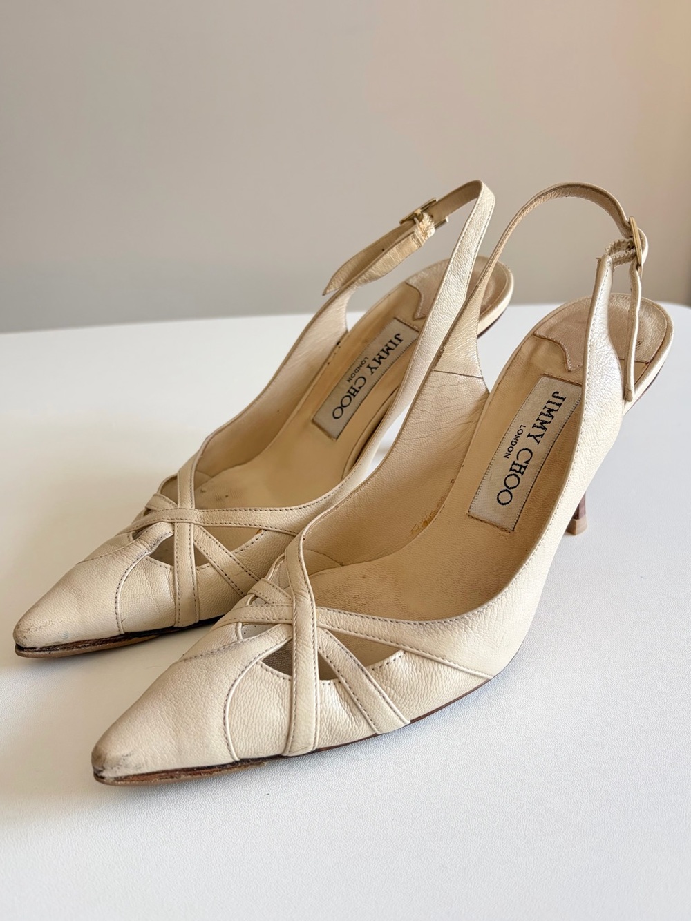 Jimmy Choo Kansas Goat Leather Slingback Heels 35½ - Picture 2 of 8